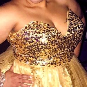 Gold Sequin Evening Prom Dress